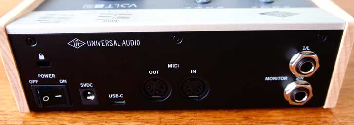 Universal Audio Volt 276 inputs and outputs, rear view